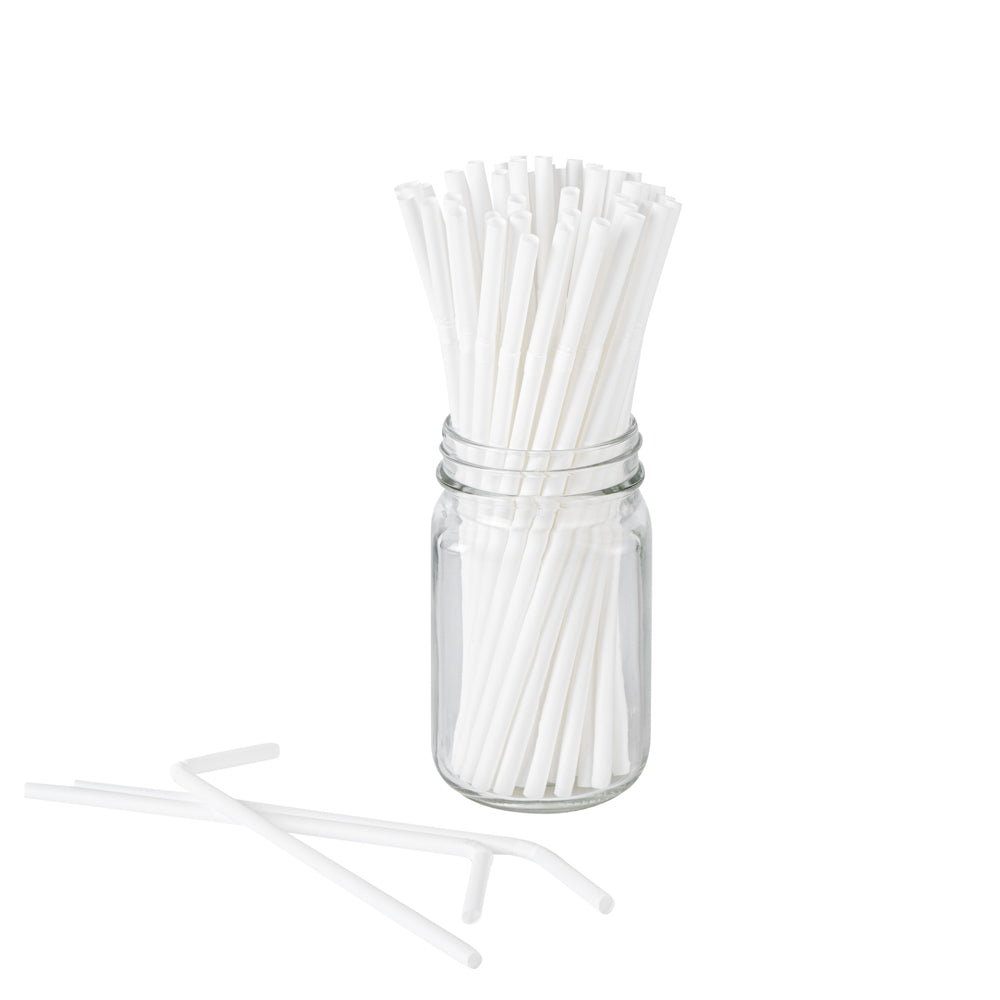 Basic Nature White PLA / PBAT Plastic Straw - Flexible, Compostable - 8 1/4" - 100 count box