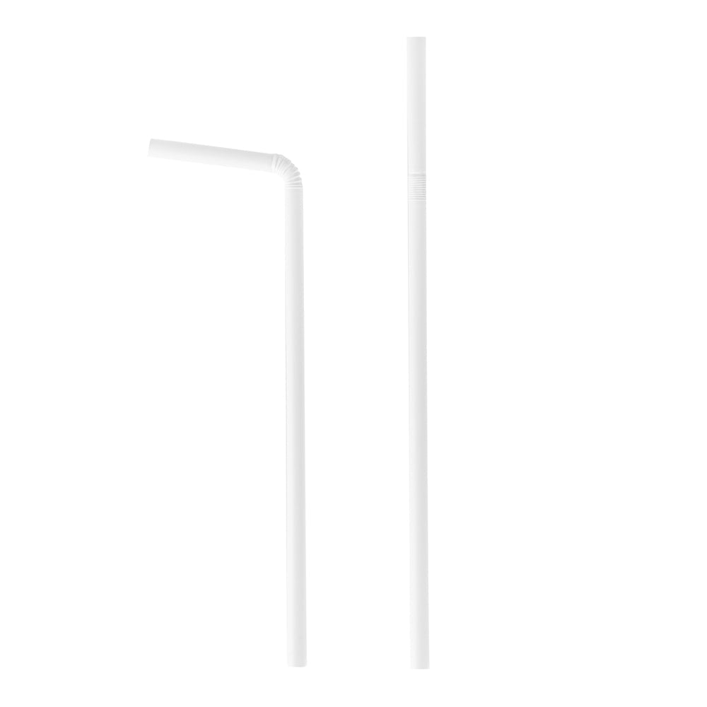 Basic Nature White PLA / PBAT Plastic Straw - Flexible, Compostable - 8 1/4" - 100 count box