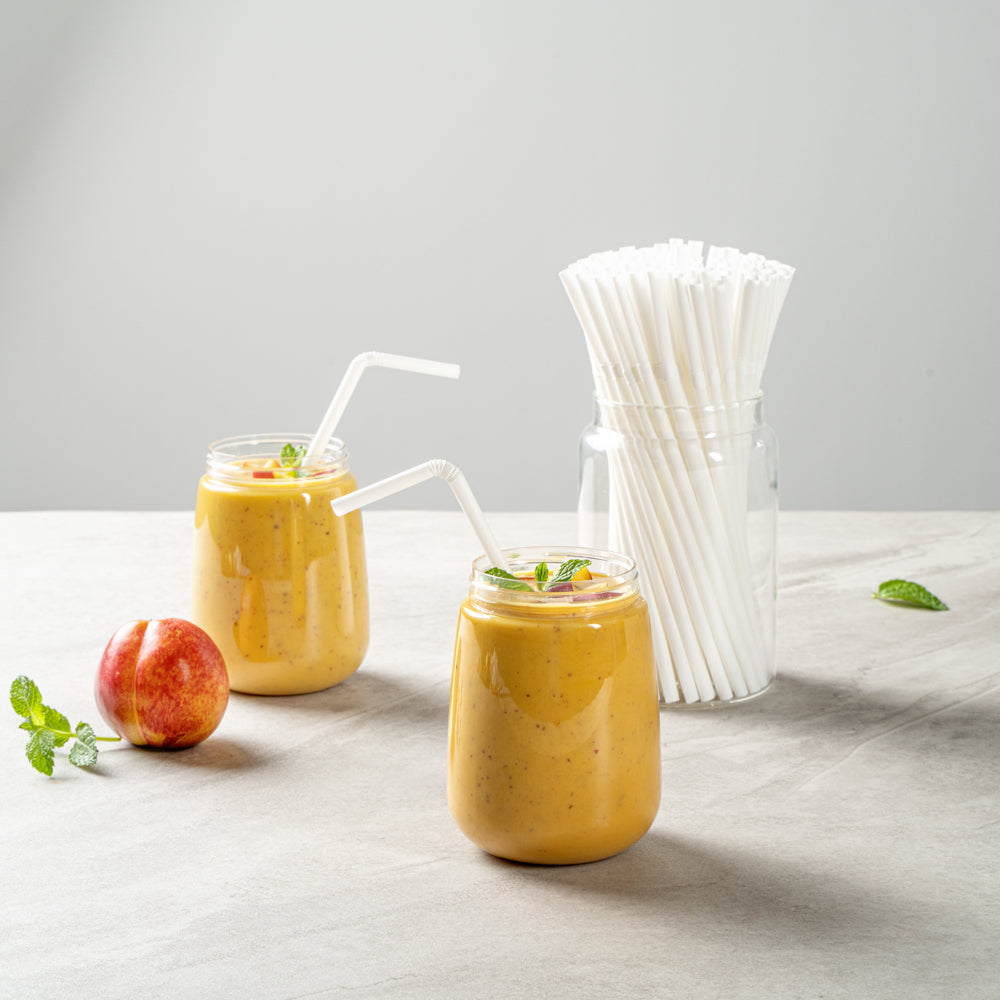 Basic Nature White PLA / PBAT Plastic Straw - Flexible, Compostable - 8 1/4" - 100 count box
