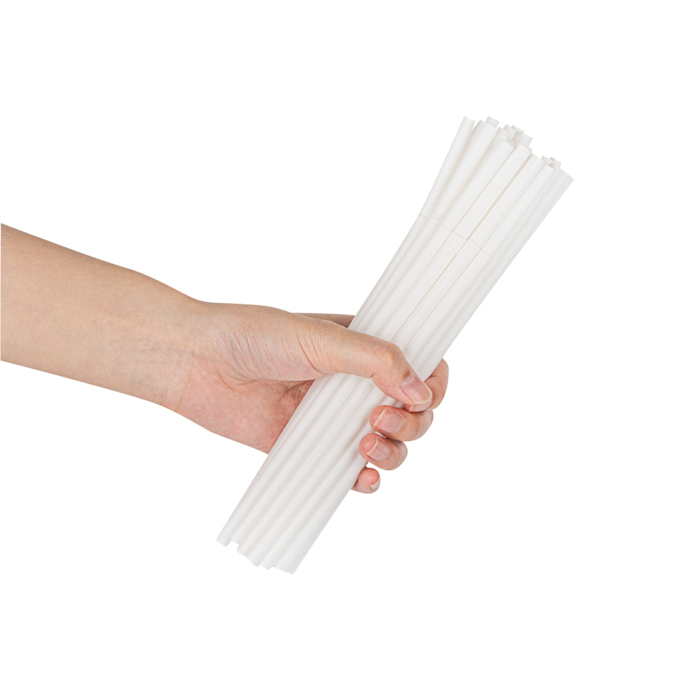 Basic Nature White PLA / PBAT Plastic Straw - Flexible, Compostable - 8 1/4" - 2000 count box