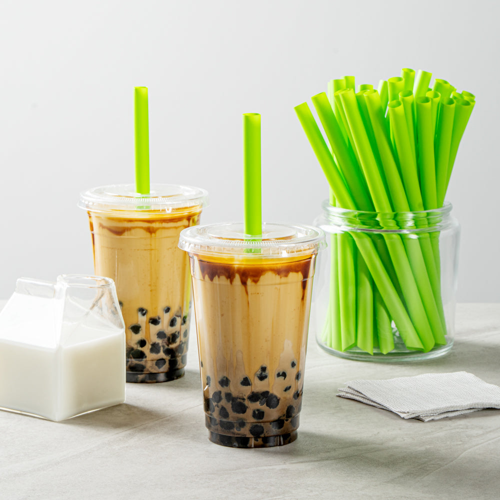 Basic Nature Green PLA / PBAT Plastic Boba Straw - Compostable - 9" - 100 count box