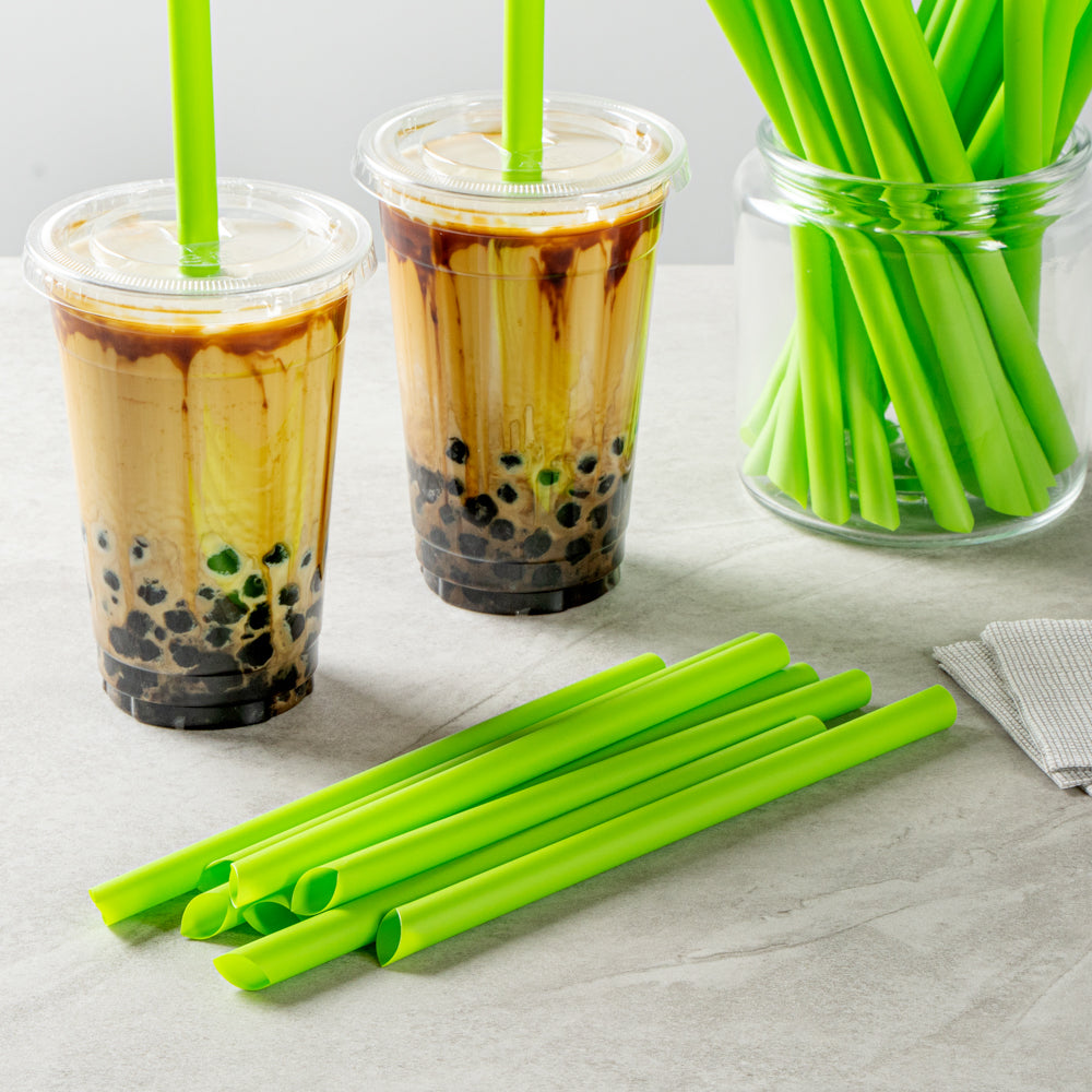 Basic Nature Green PLA / PBAT Plastic Boba Straw - Compostable - 9" - 100 count box