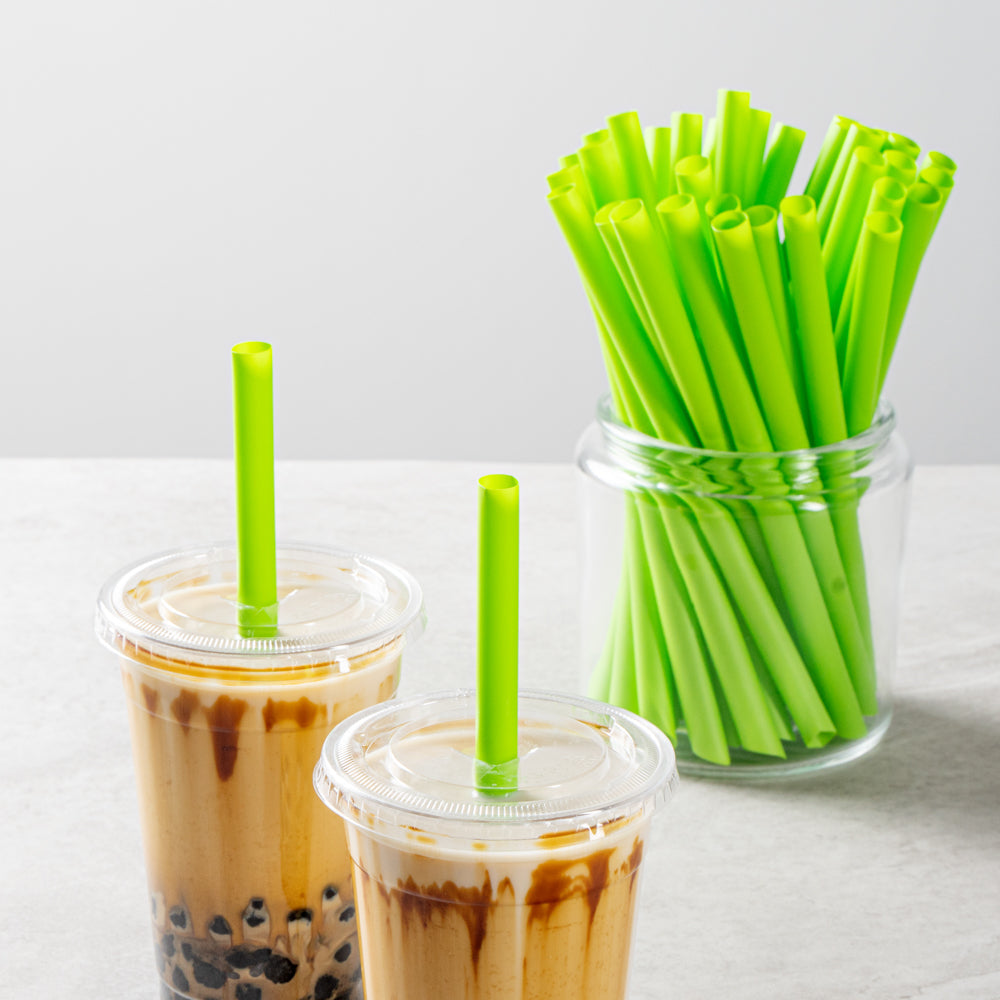 Basic Nature Green PLA / PBAT Plastic Boba Straw - Compostable - 9" - 100 count box
