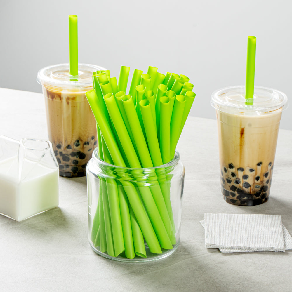Basic Nature Green PLA / PBAT Plastic Boba Straw - Compostable - 9" - 100 count box