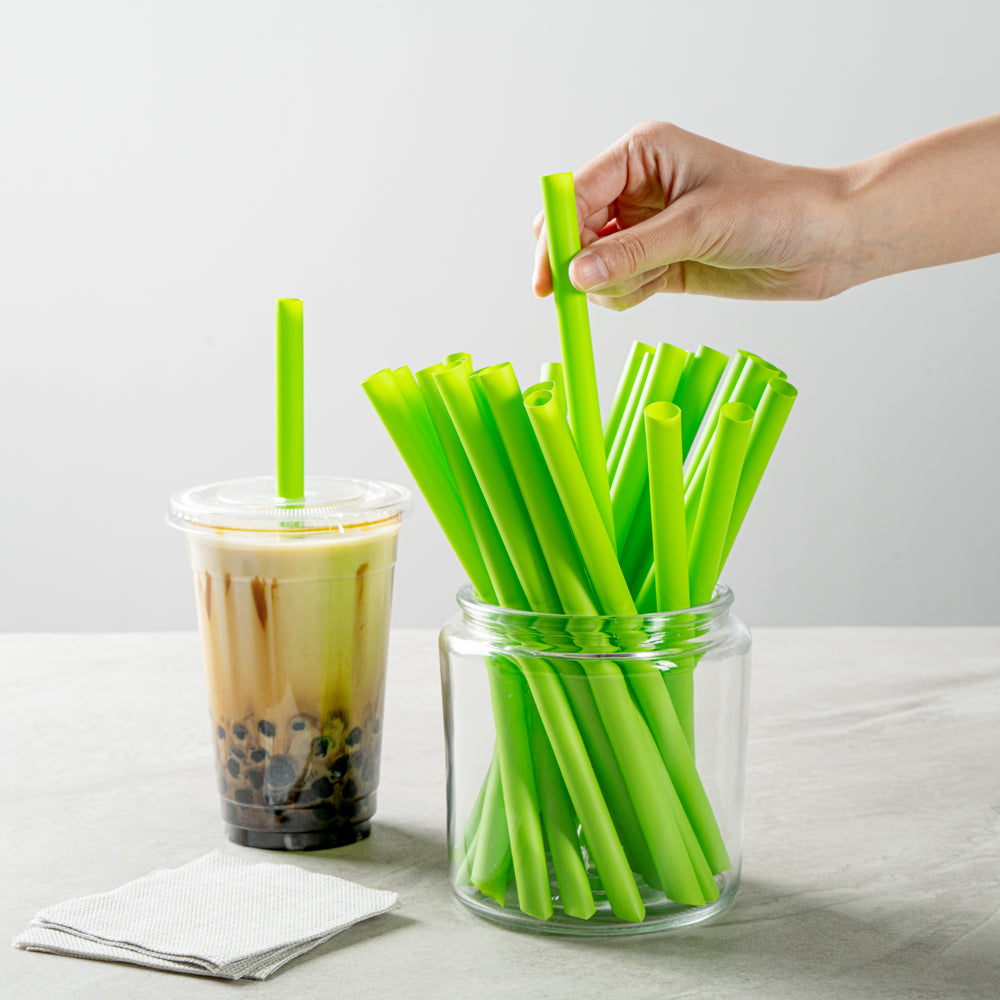 Basic Nature Green PLA / PBAT Plastic Boba Straw - Compostable - 9" - 2000 count box