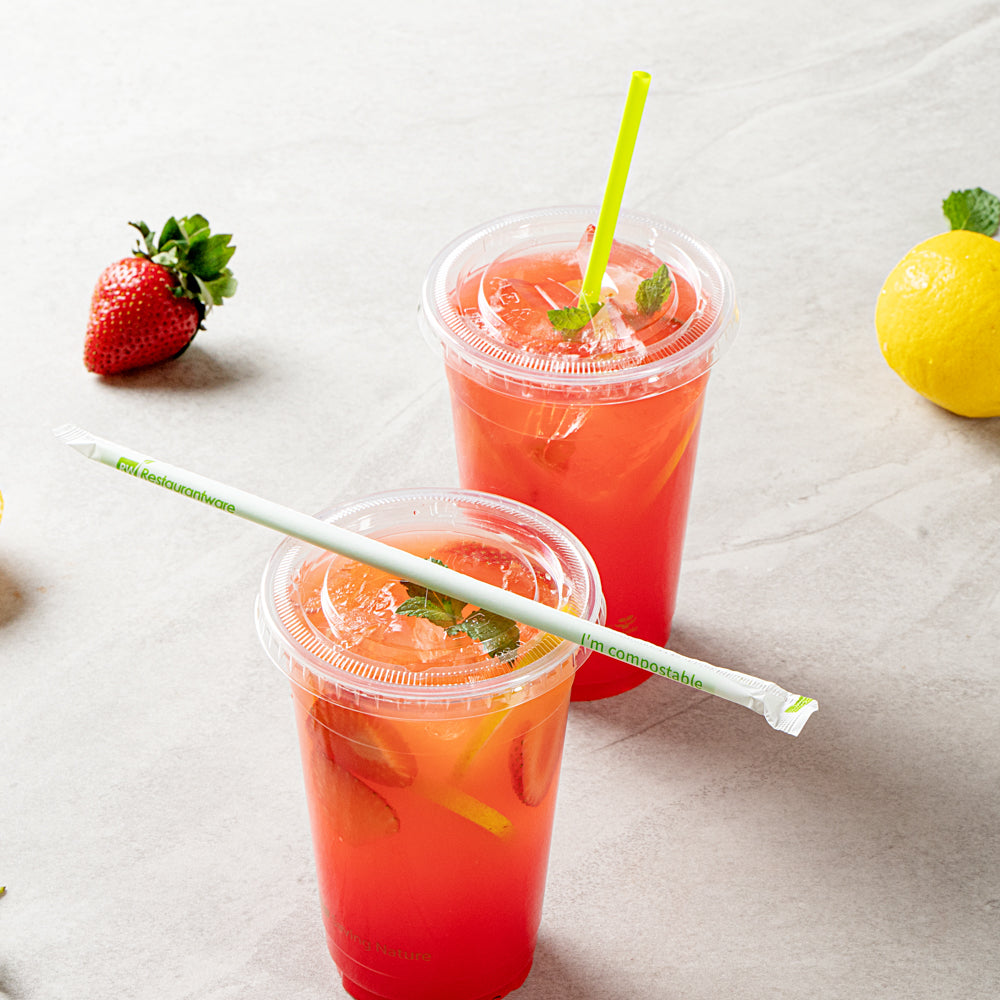 Basic Nature Green PLA / PBAT Plastic Straw - Wrapped, Compostable - 8 1/4" - 100 count box