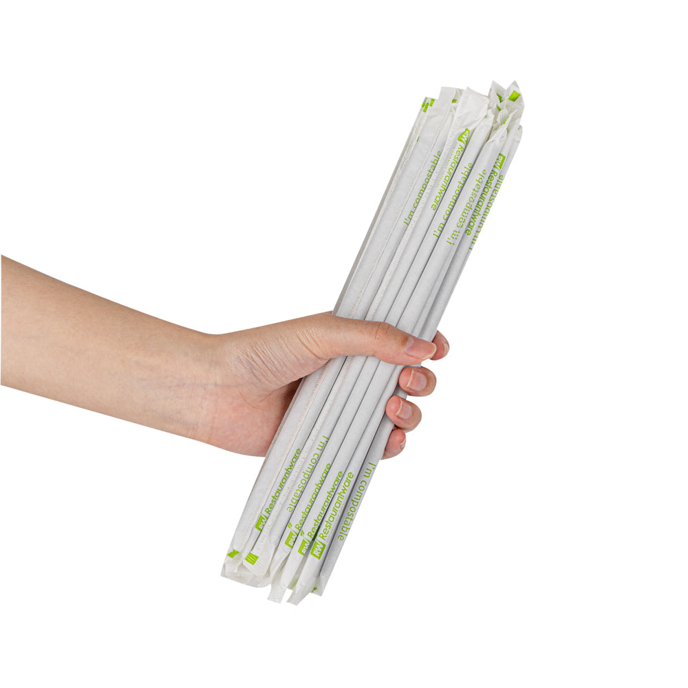 Basic Nature Midnight Blue PLA / PBAT Plastic Straw - Wrapped, Compostable - 8 1/4" - 100 count box