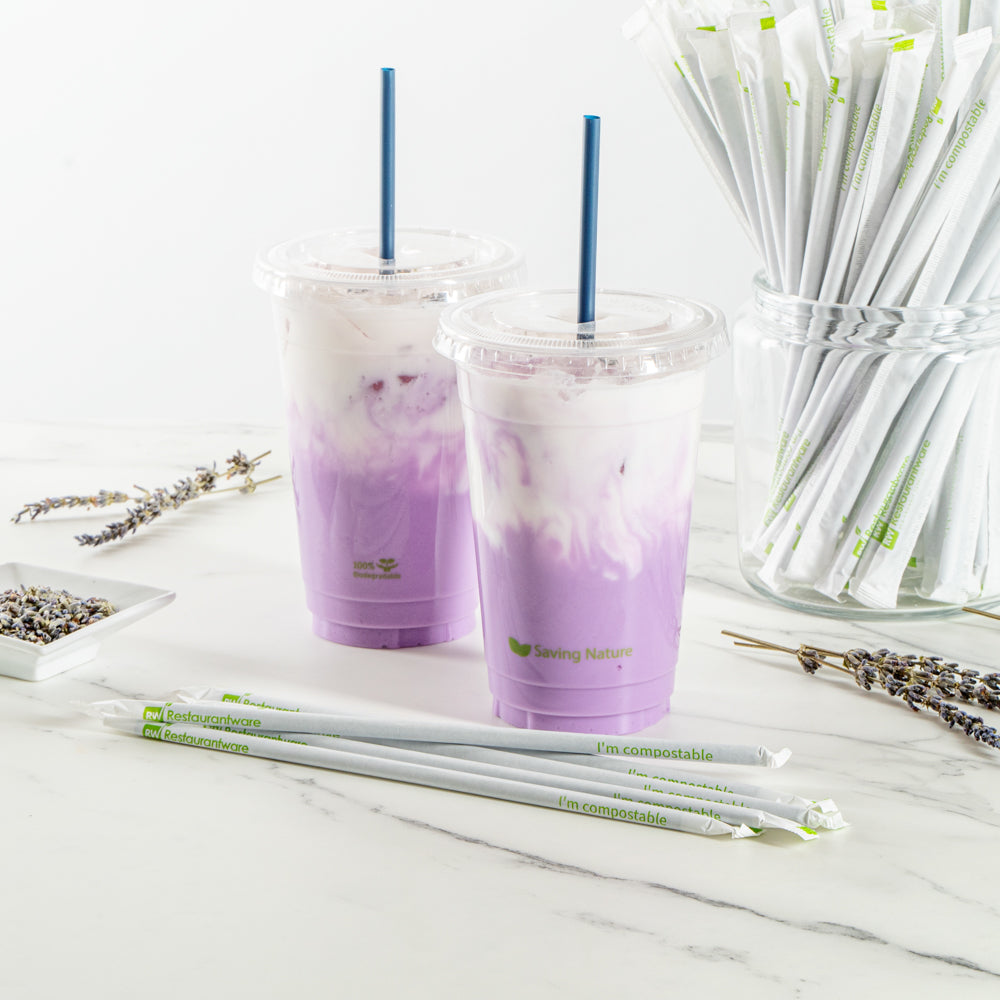 Basic Nature Midnight Blue PLA / PBAT Plastic Straw - Wrapped, Compostable - 8 1/4" - 2000 count box