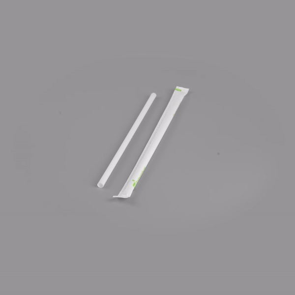 Basic Nature White PLA / PBAT Plastic Straw - Wrapped, Compostable - 8 1/4" - 2000 count box