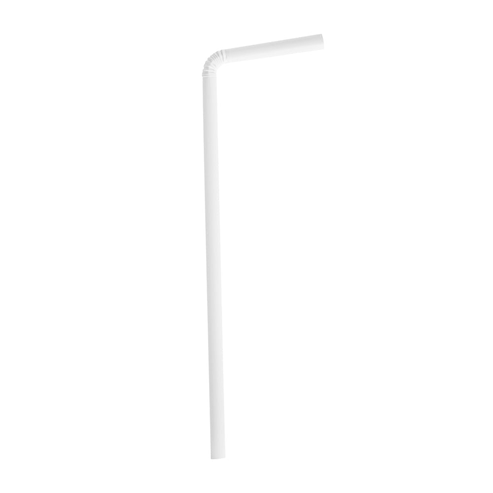 Basic Nature White PLA / PBAT Plastic Straw - Wrapped, Flexible, Compostable - 8 1/4" - 100 count box