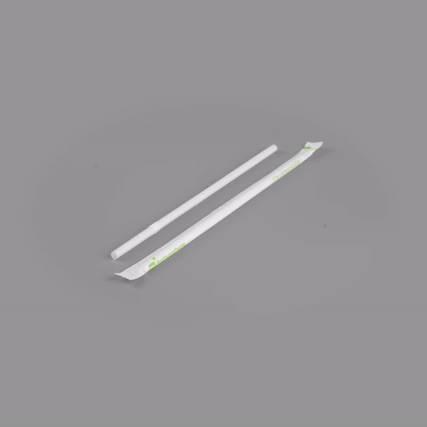 Basic Nature White PLA / PBAT Plastic Straw - Wrapped, Flexible, Compostable - 8 1/4" - 100 count box