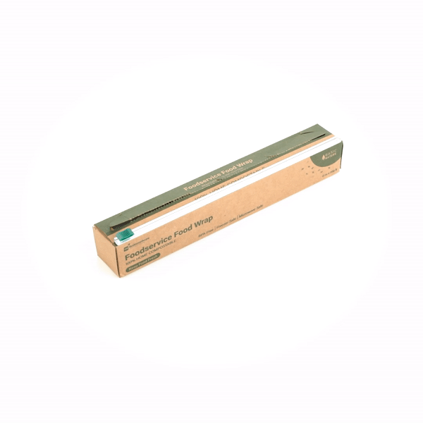 Basic Nature Clear Plastic Foodservice Food Wrap - Home Compostable, BPA-Free, Microwave-Safe - 12" x 200' - 1 count box
