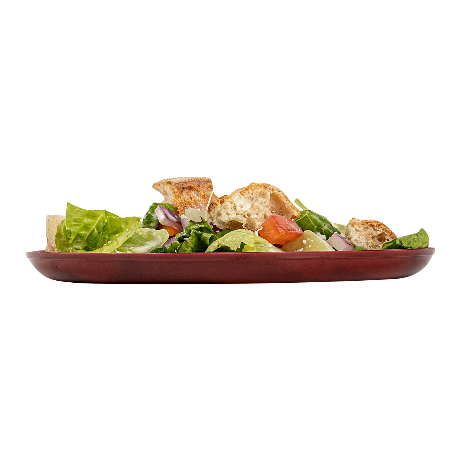 Moderna Round Burgundy Plastic Plate - 6 1/4" x 6 1/4" x 1/2" - 200 count box