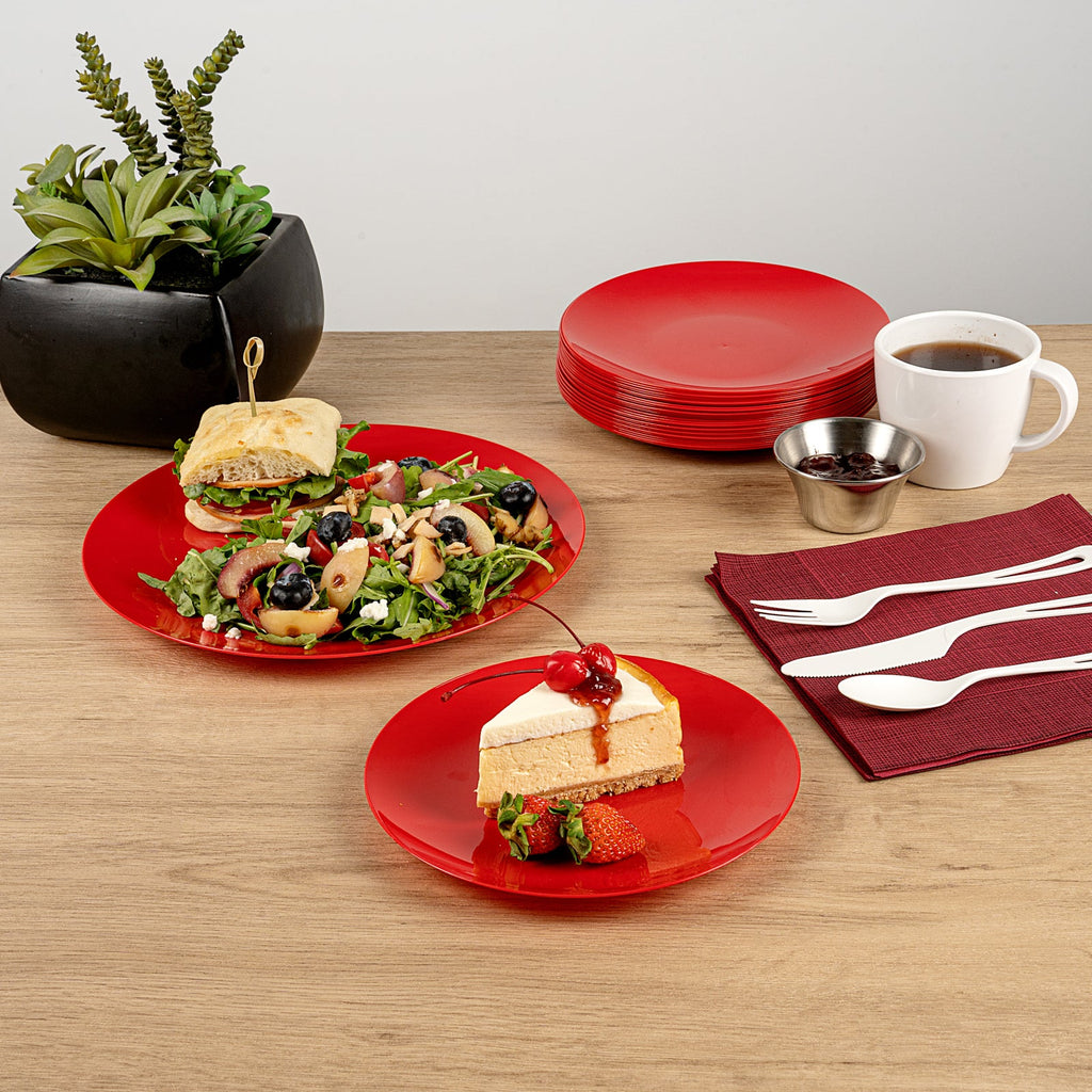 Moderna Round Red Plastic Plate - 7 1/2" x 7 1/2" x 1/2" - 40 count box