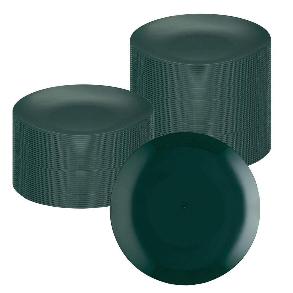 Moderna Round Forest Green Plastic Plate - 9" x 9" x 3/4" - 40 count box