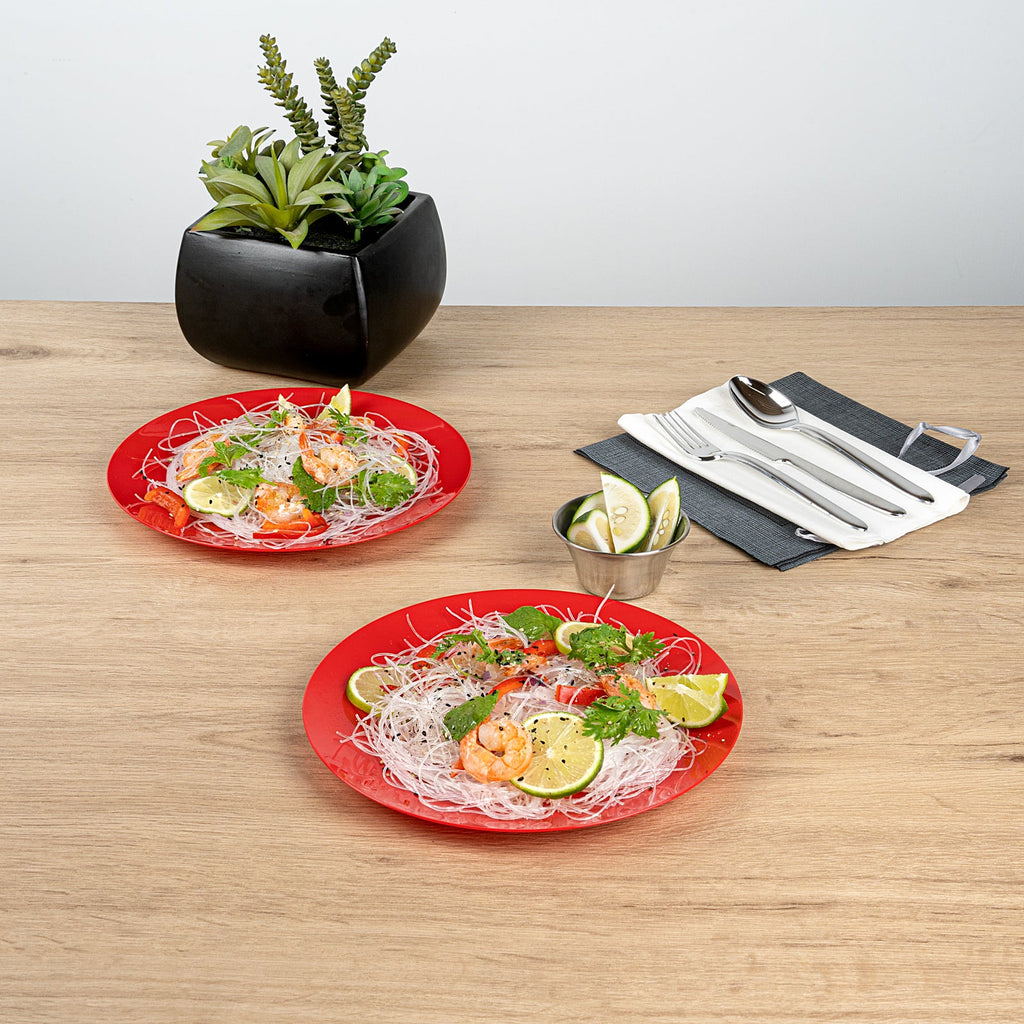 Moderna Round Red Plastic Plate - 9" x 9" x 3/4" - 40 count box