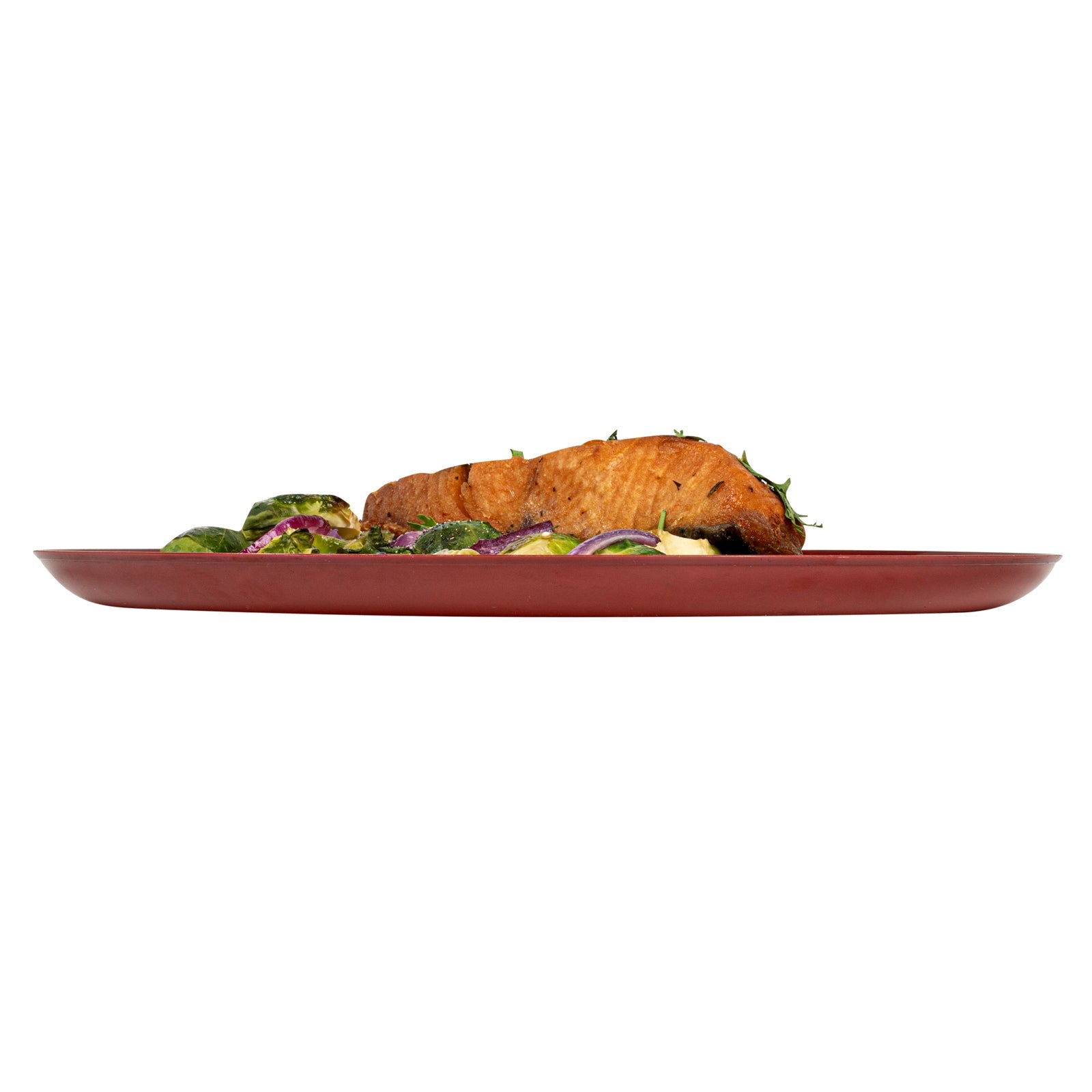 Moderna Round Burgundy Plastic Plate - 10 3/4" x 10 3/4" x 1/2" - 40 count box