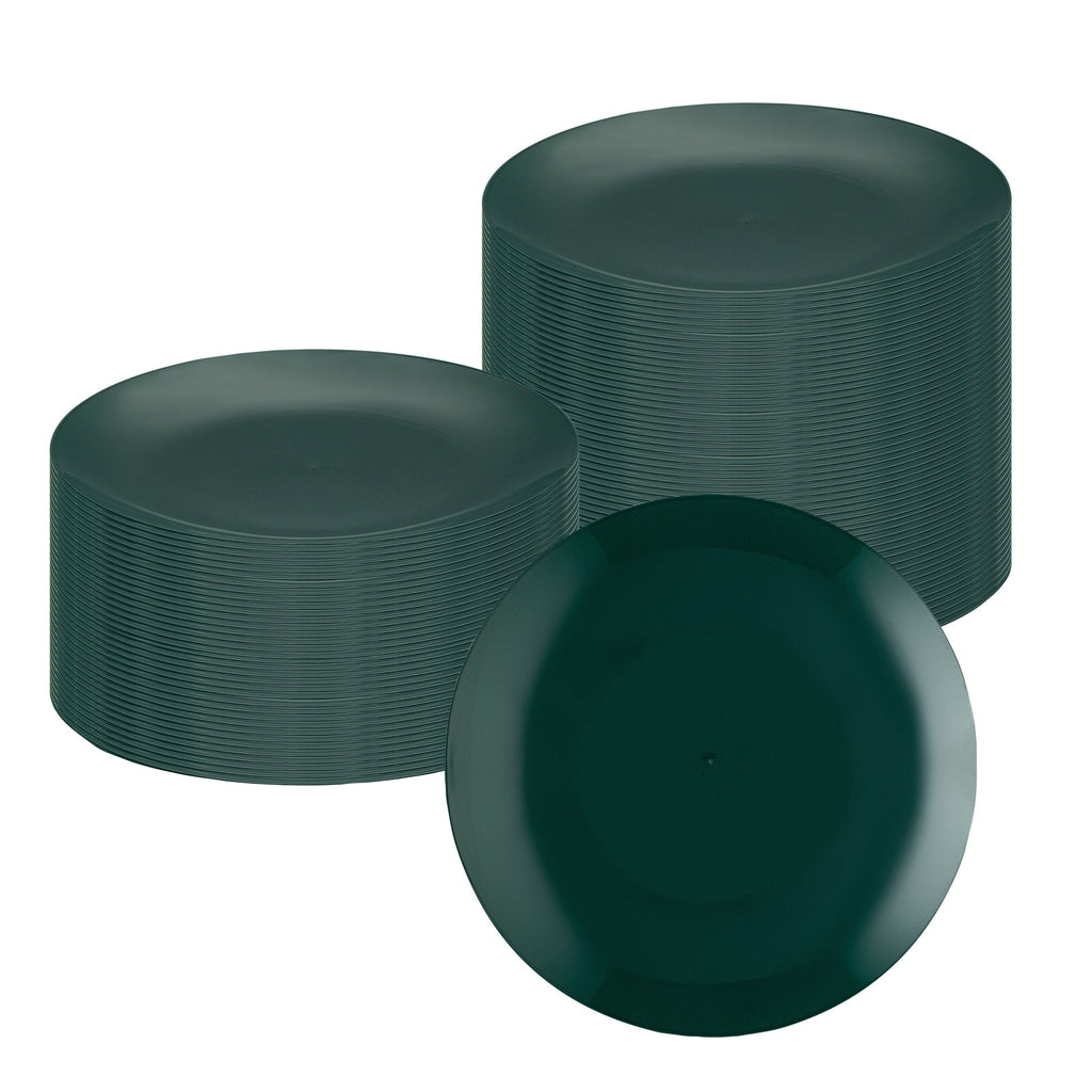 Moderna Round Forest Green Plastic Plate - 10 1/4" x 10 1/4" x 3/4" - 40 count box