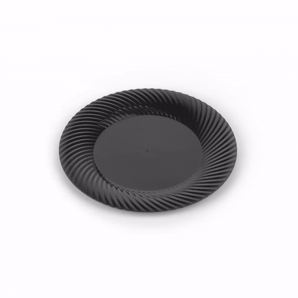 Moderna Round Black Plastic Wave Plate - 7" x 7" x 1/2" - 40 count box