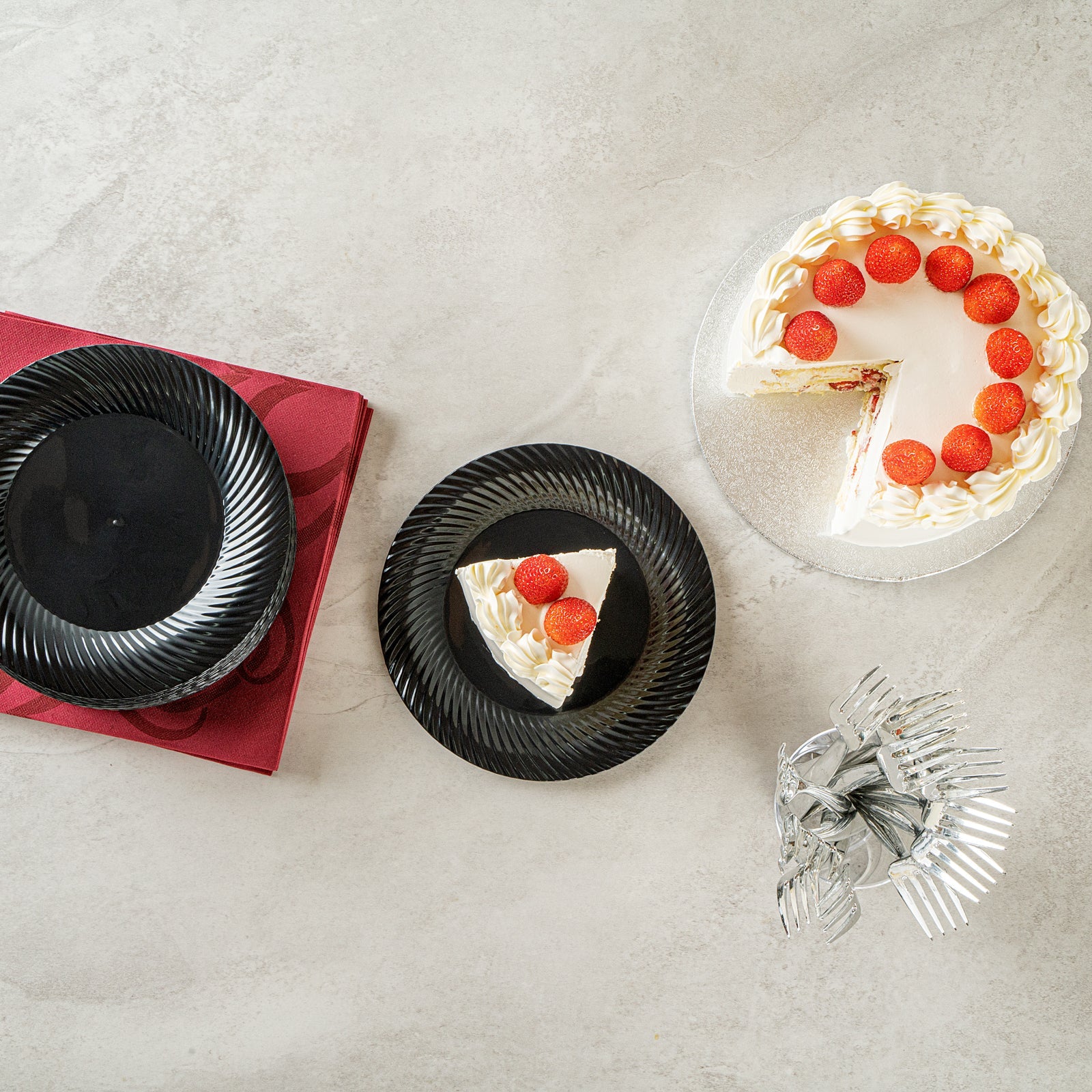 Moderna Round Black Plastic Wave Plate - 7" x 7" x 1/2" - 40 count box