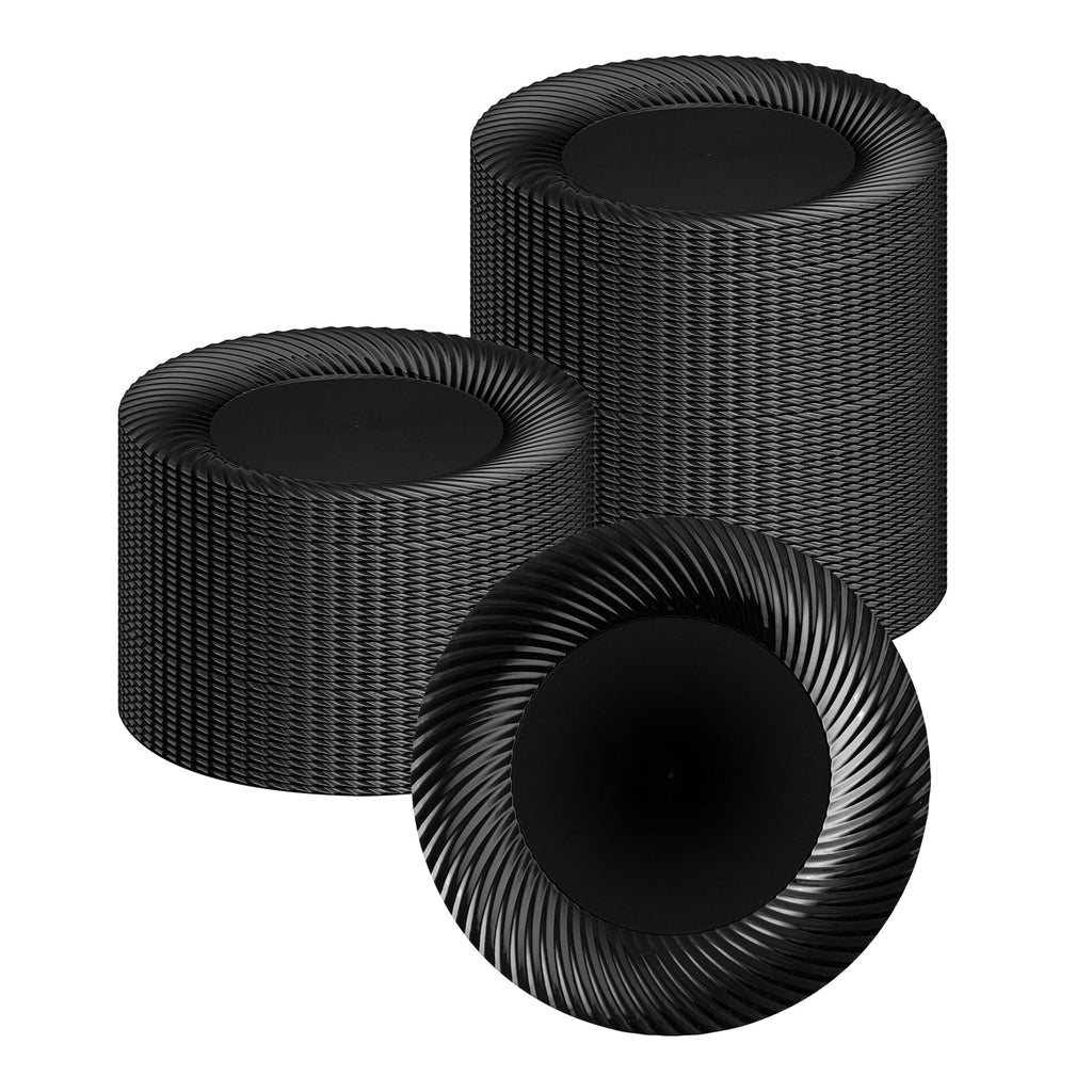 Moderna Round Black Plastic Wave Plate - 9" x 9" x 1/2" - 40 count box