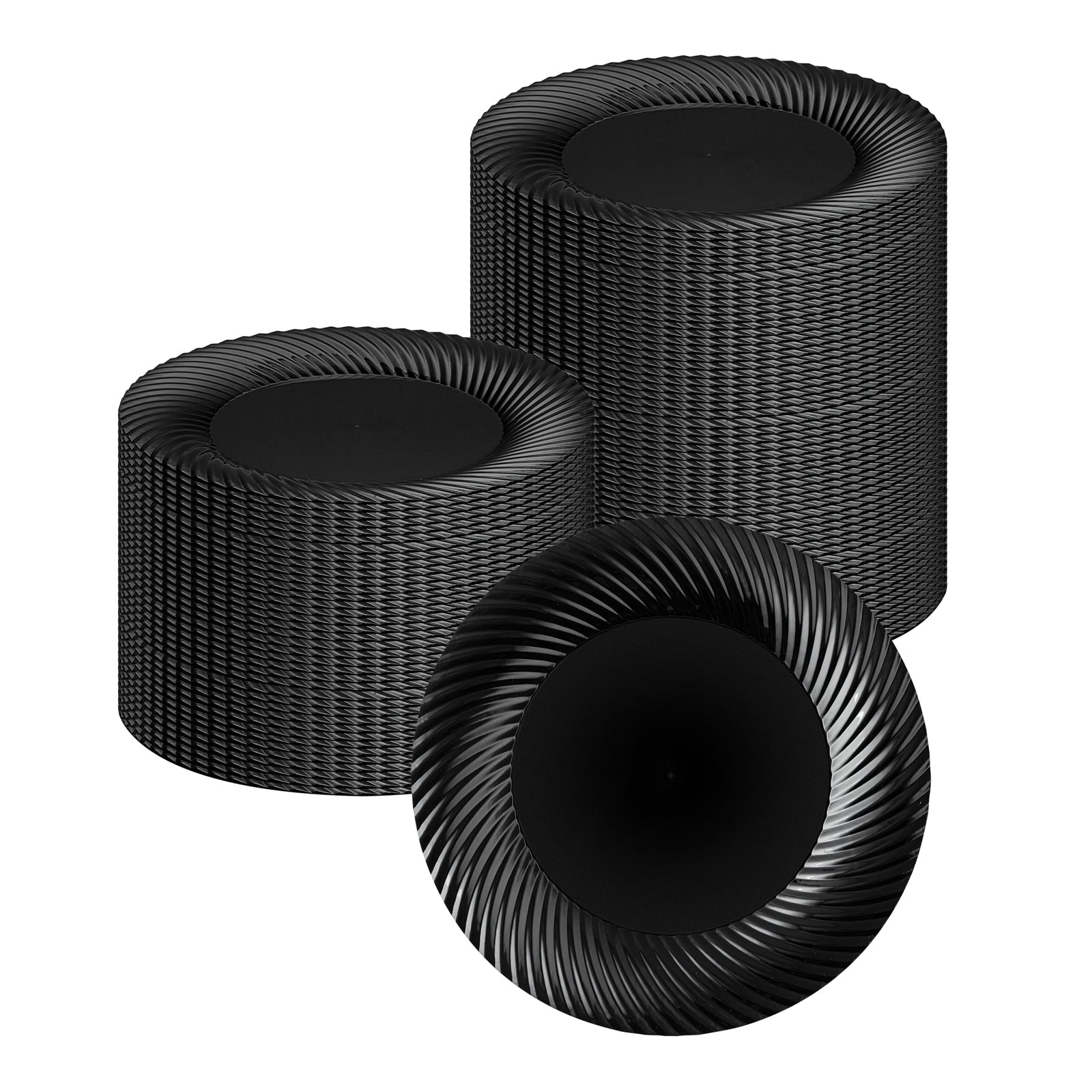 Moderna Round Black Plastic Wave Plate - 9" x 9" x 1/2" - 40 count box