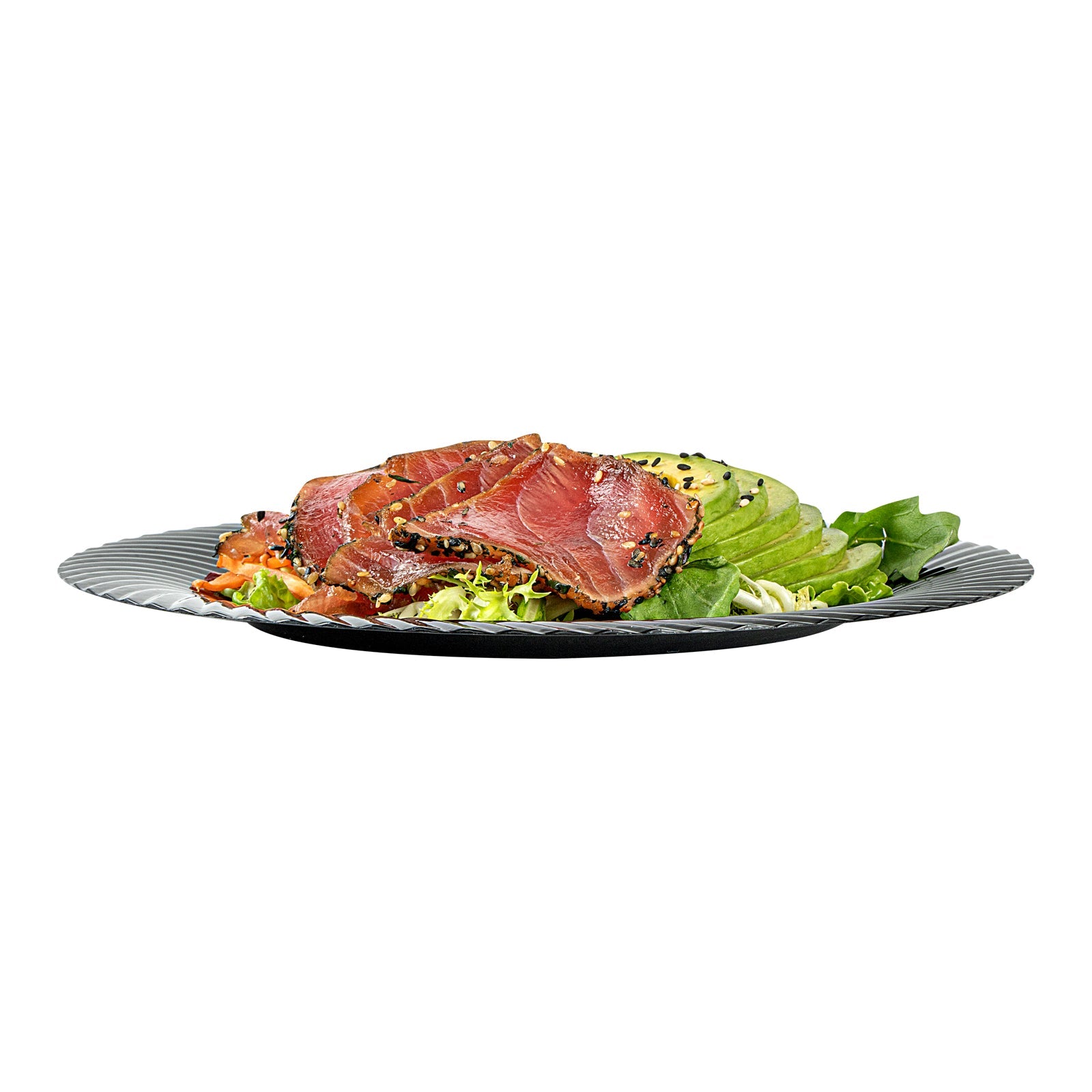 Moderna Round Black Plastic Wave Plate - 9" x 9" x 1/2" - 40 count box