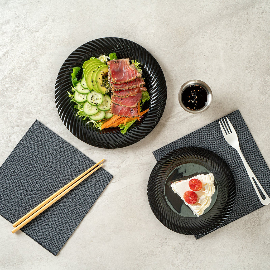 Moderna Round Black Plastic Wave Plate - 9" x 9" x 1/2" - 40 count box