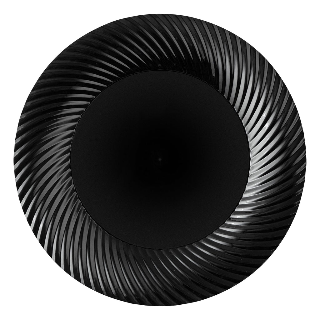 Moderna Round Black Plastic Wave Plate - 9" x 9" x 1/2" - 200 count box