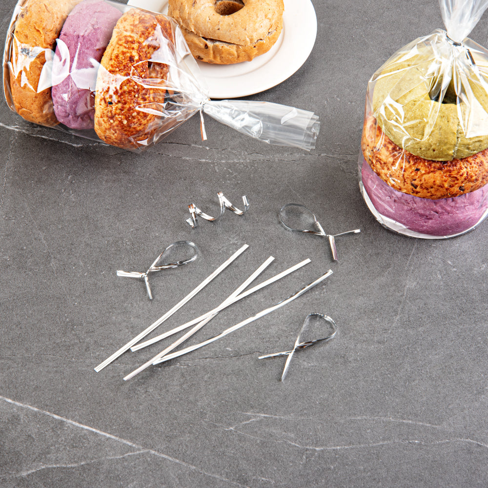 Bag Tek Silver Metallic Twist Tie / Bag Tie - 6" - 500 count box