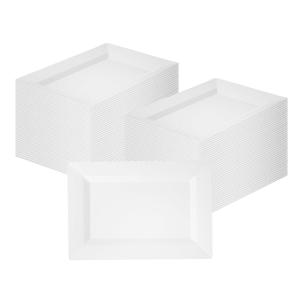 Moderna Rectangle White Plastic Plate - 7 1/2" x 5 1/4" x 1/2" - 10 count box