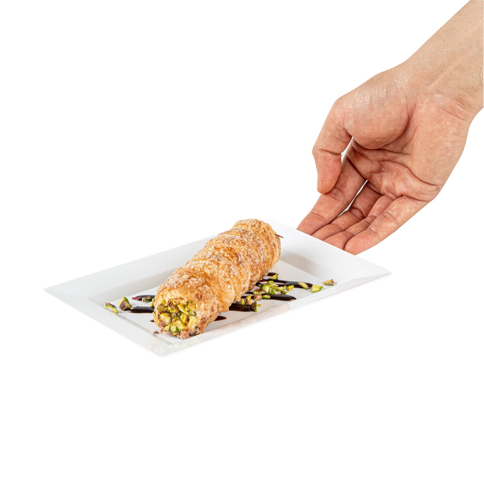 Moderna Rectangle White Plastic Plate - 7 1/2" x 5 1/4" x 1/2" - 10 count box