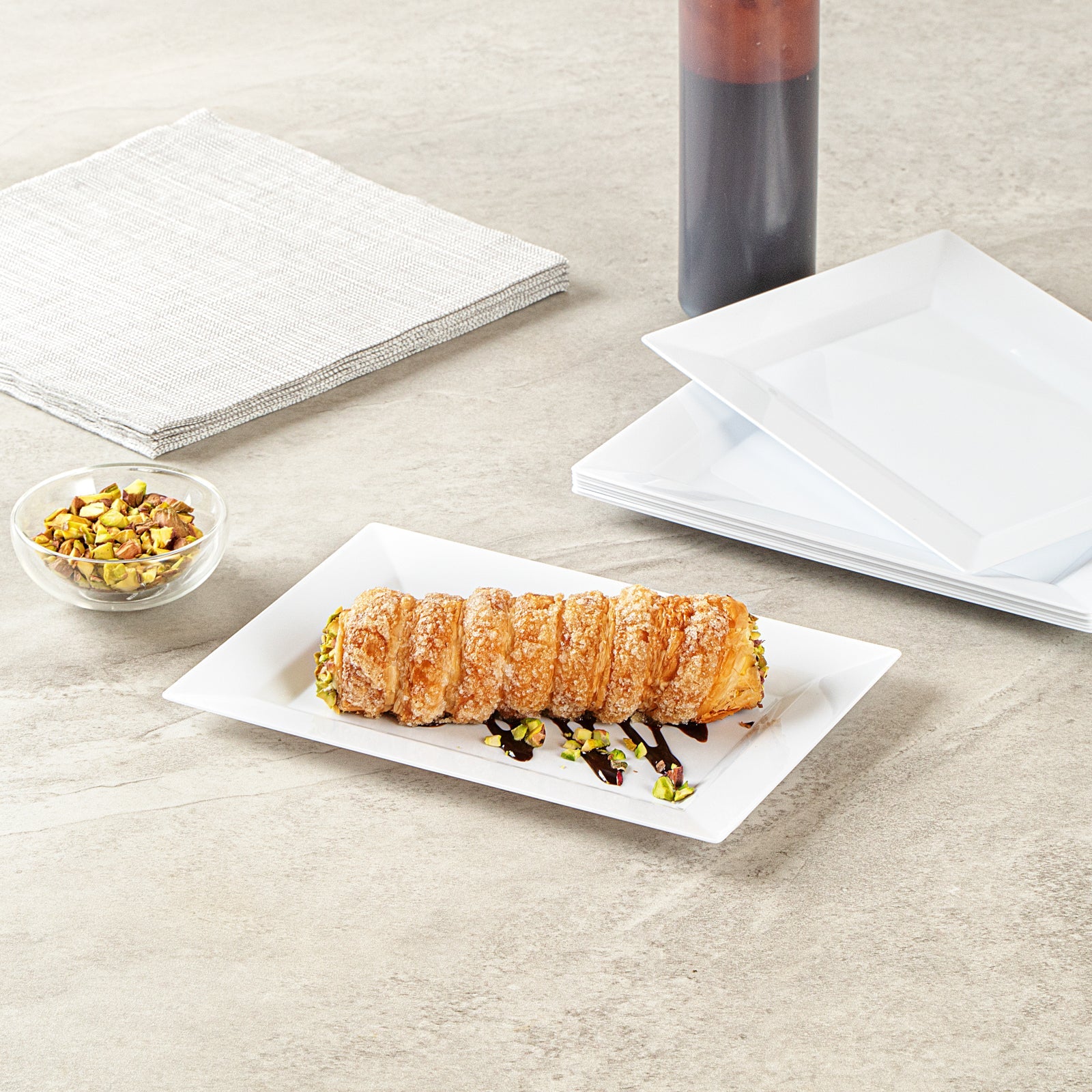 Moderna Rectangle White Plastic Plate - 7 1/2" x 5 1/4" x 1/2" - 100 count box