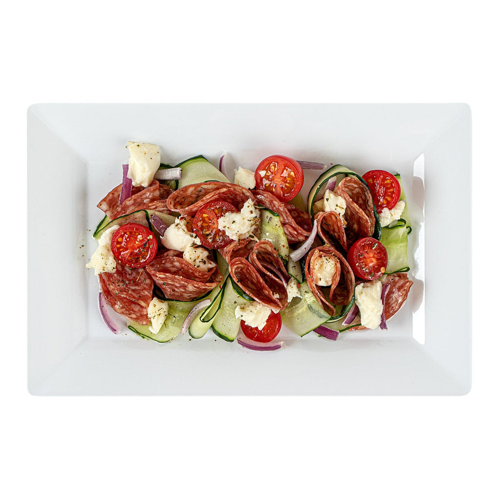 Moderna Rectangle White Plastic Plate - 9 1/2" x 6 1/4" x 1/2" - 10 count box
