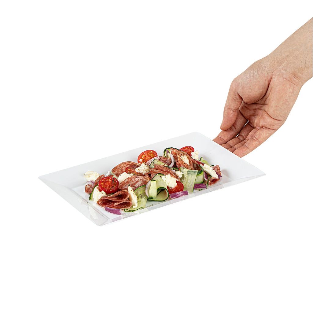 Moderna Rectangle White Plastic Plate - 9 1/2" x 6 1/4" x 1/2" - 10 count box