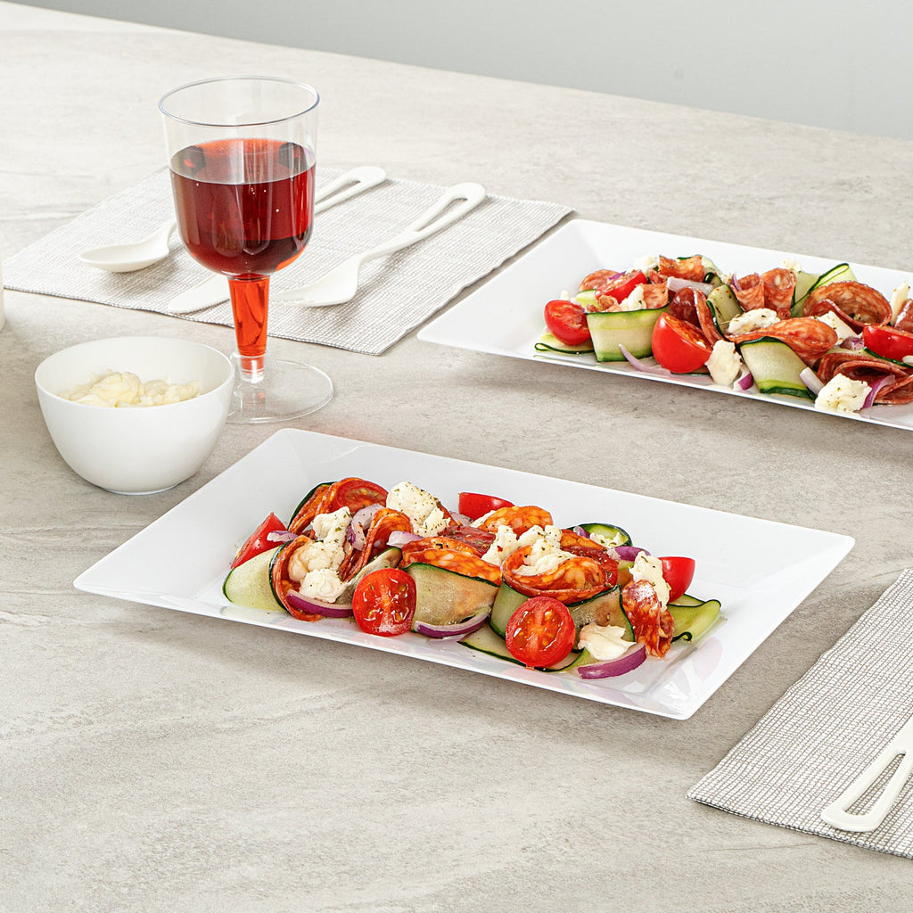 Moderna Rectangle White Plastic Plate - 9 1/2" x 6 1/4" x 1/2" - 10 count box