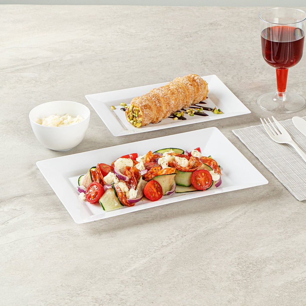 Moderna Rectangle White Plastic Plate - 9 1/2" x 6 1/4" x 1/2" - 10 count box