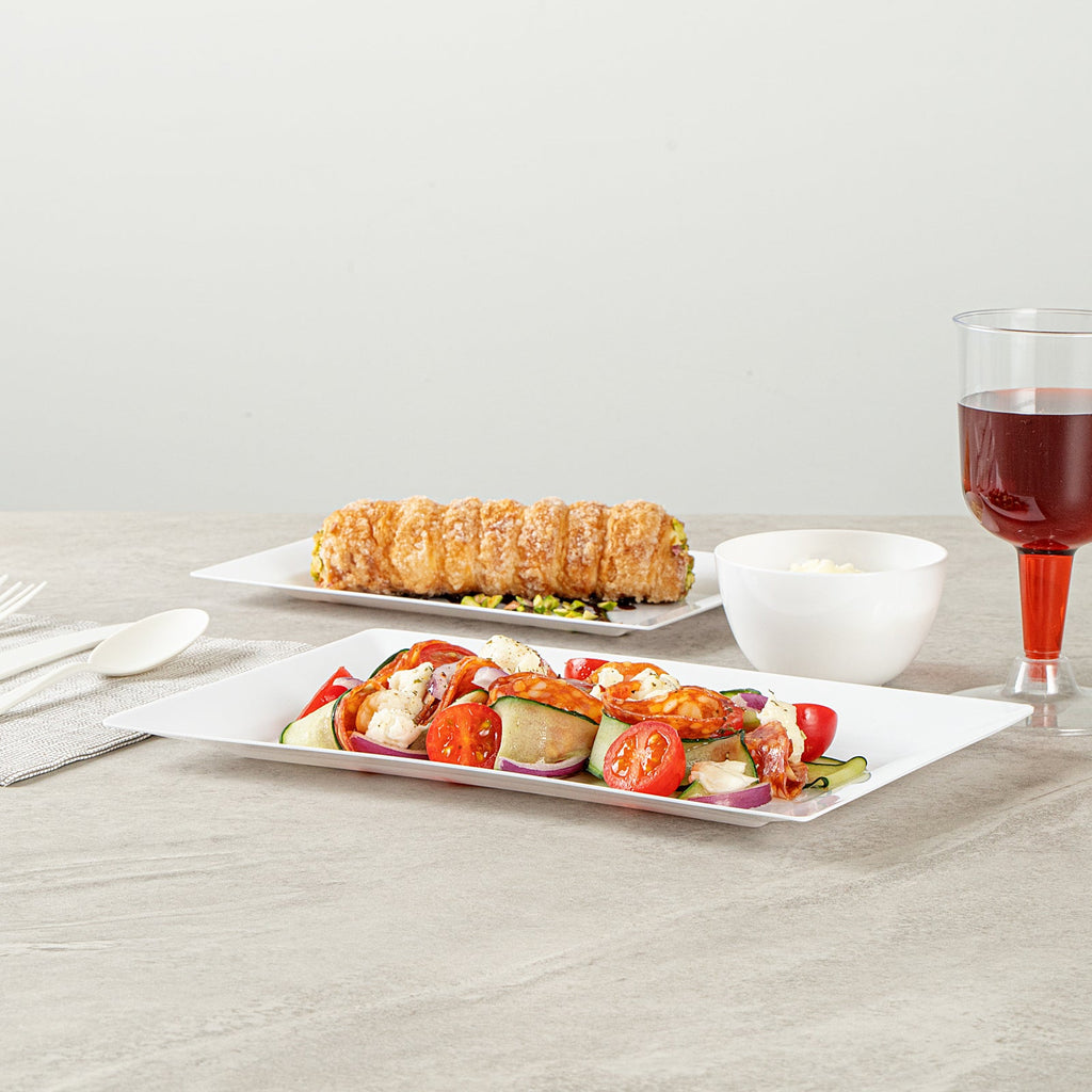 Moderna Rectangle White Plastic Plate - 9 1/2" x 6 1/4" x 1/2" - 10 count box