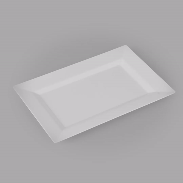 Moderna Rectangle White Plastic Plate - 9 1/2" x 6 1/4" x 1/2" - 100 count box