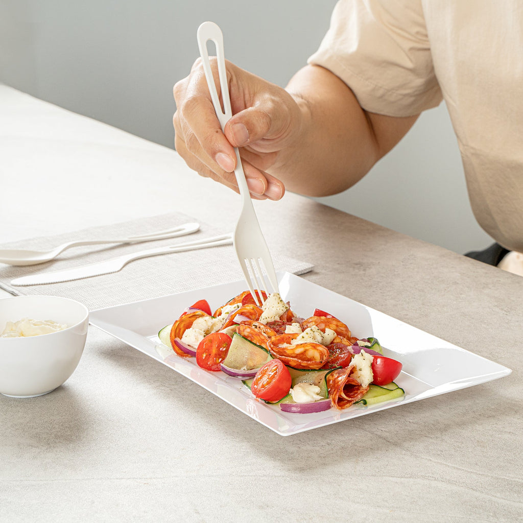 Moderna Rectangle White Plastic Plate - 9 1/2" x 6 1/4" x 1/2" - 100 count box