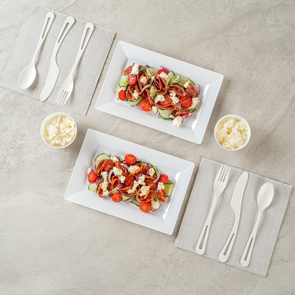 Moderna Rectangle White Plastic Plate - 9 1/2" x 6 1/4" x 1/2" - 100 count box