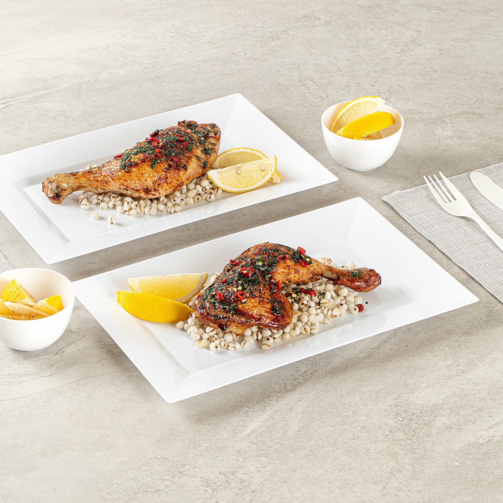 Moderna Rectangle White Plastic Plate - 11 1/2" x 7 1/4" x 3/4" - 10 count box
