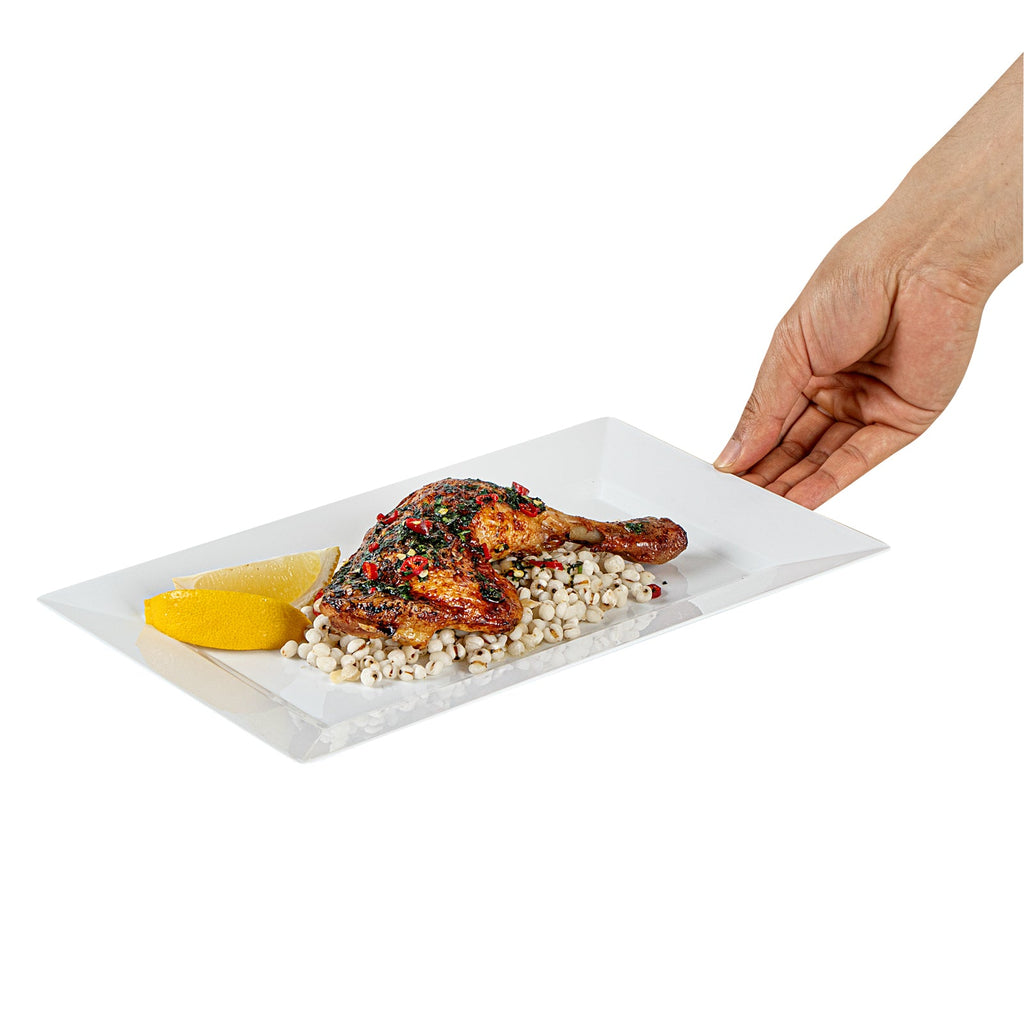 Moderna Rectangle White Plastic Plate - 11 1/2" x 7 1/4" x 3/4" - 10 count box