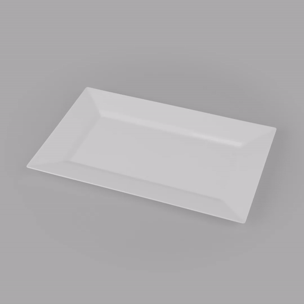 Moderna Rectangle White Plastic Plate - 11 1/2" x 7 1/4" x 3/4" - 10 count box