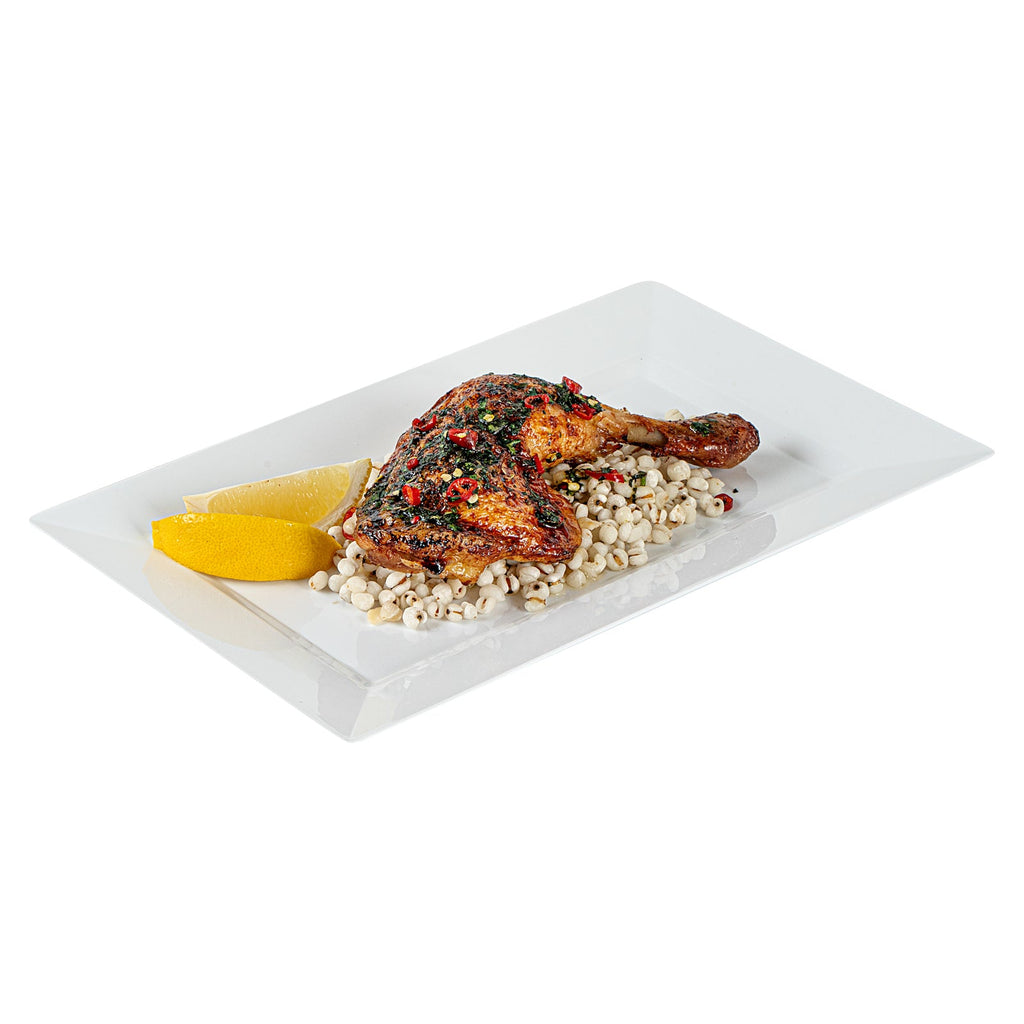 Moderna Rectangle White Plastic Plate - 11 1/2" x 7 1/4" x 3/4" - 100 count box