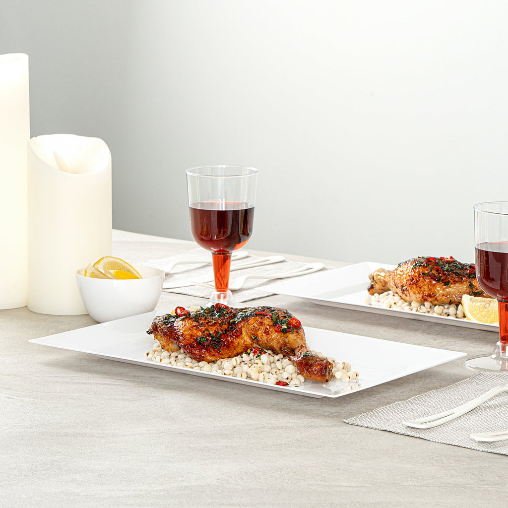 Moderna Rectangle White Plastic Plate - 11 1/2" x 7 1/4" x 3/4" - 100 count box