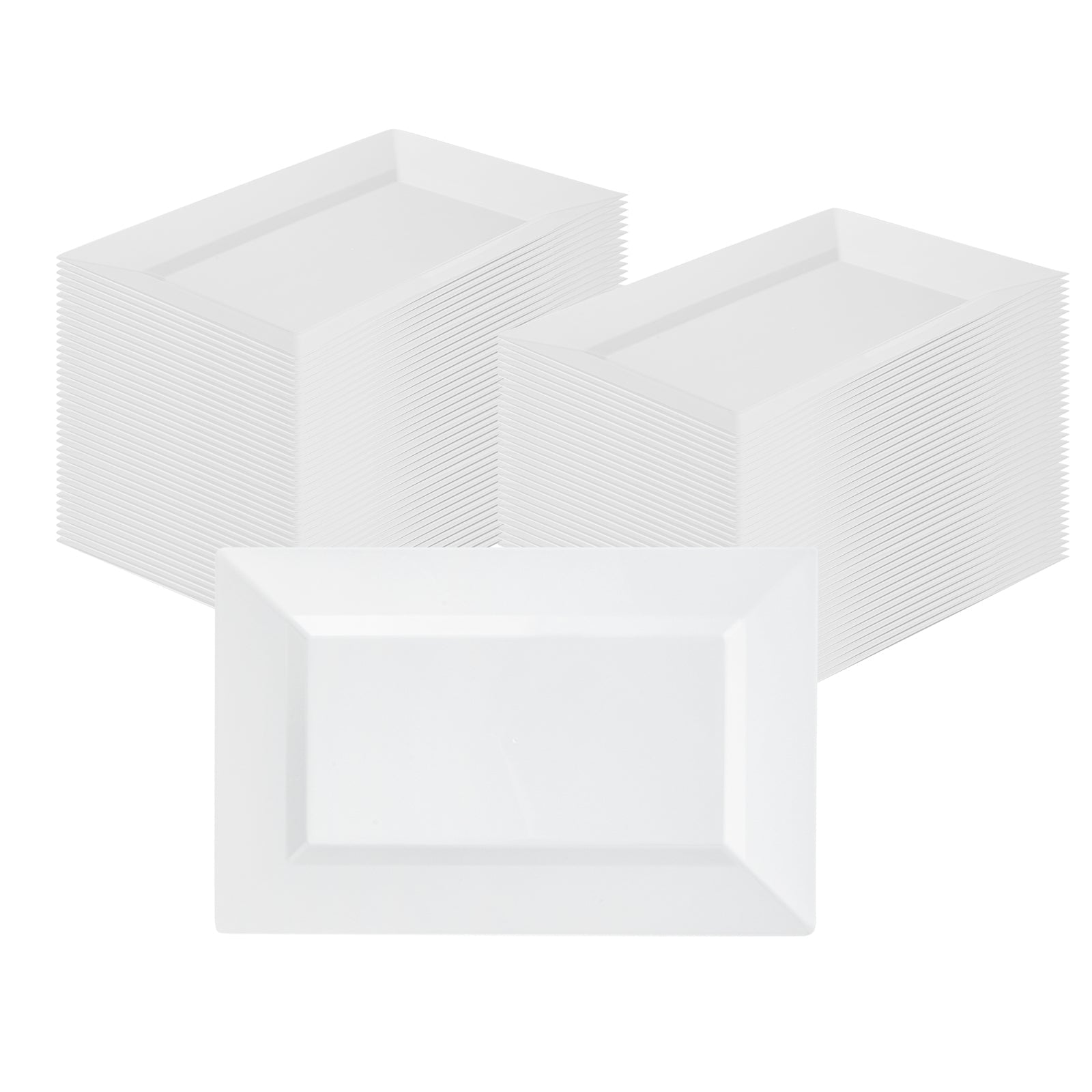 Moderna Rectangle White Plastic Plate - 12 3/4" x 8 1/4" x 3/4" - 10 count box