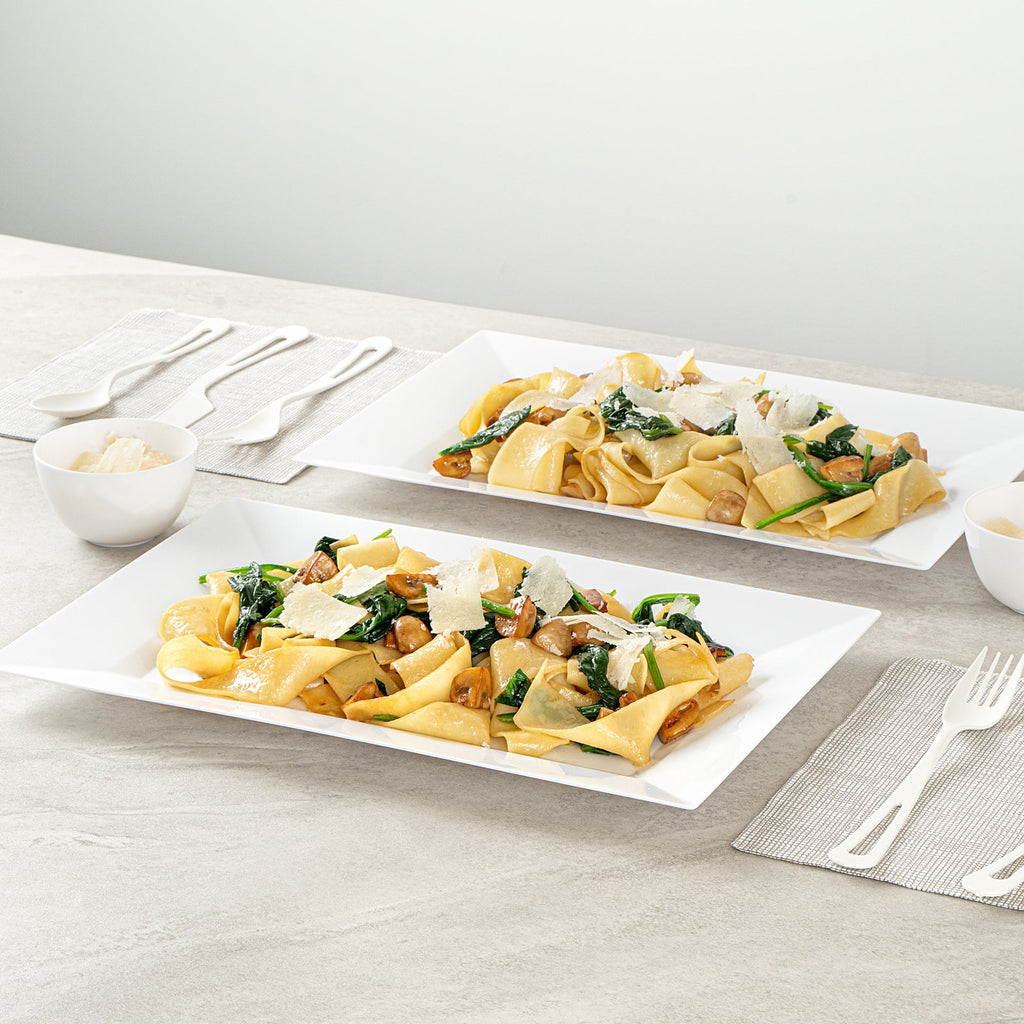 Moderna Rectangle White Plastic Plate - 12 3/4" x 8 1/4" x 3/4" - 10 count box