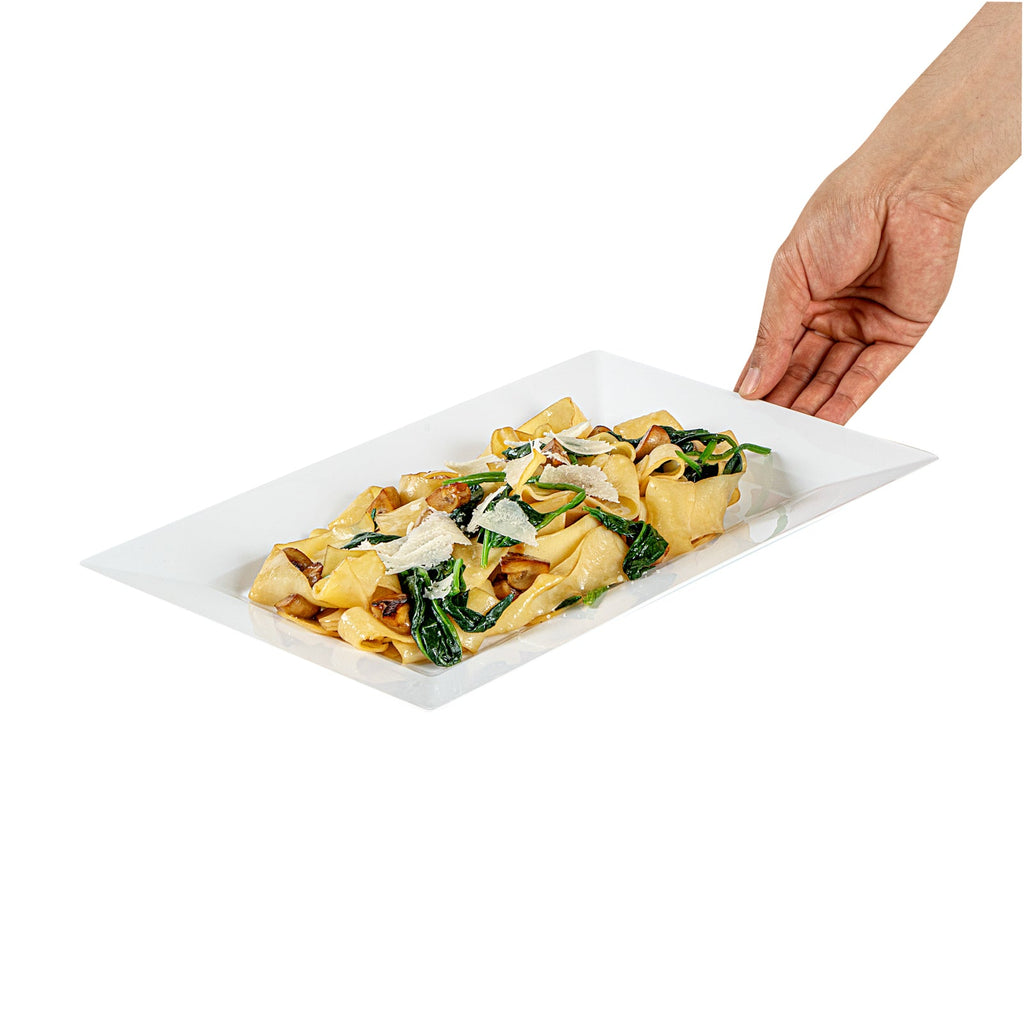 Moderna Rectangle White Plastic Plate - 12 3/4" x 8 1/4" x 3/4" - 10 count box