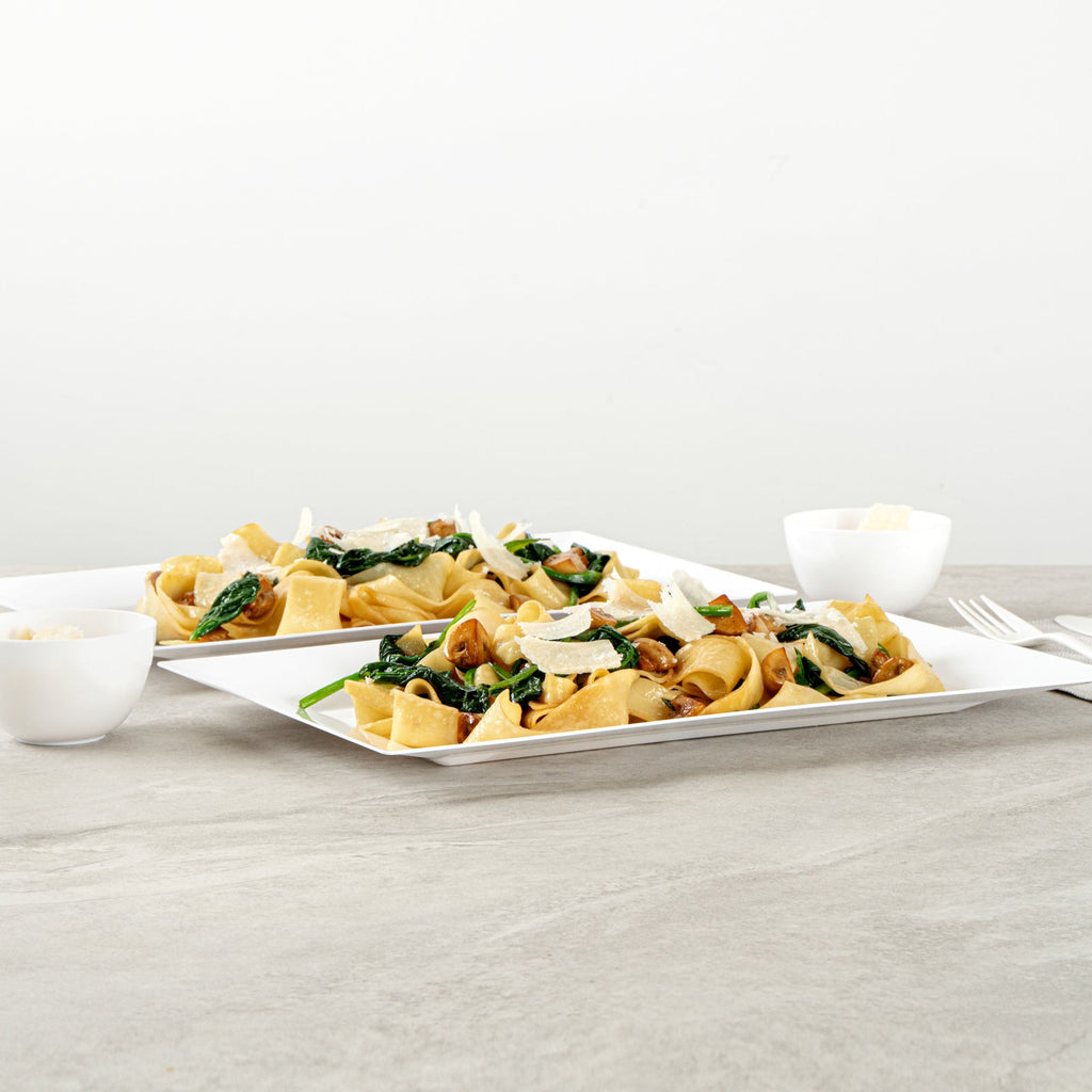 Moderna Rectangle White Plastic Plate - 12 3/4" x 8 1/4" x 3/4" - 10 count box